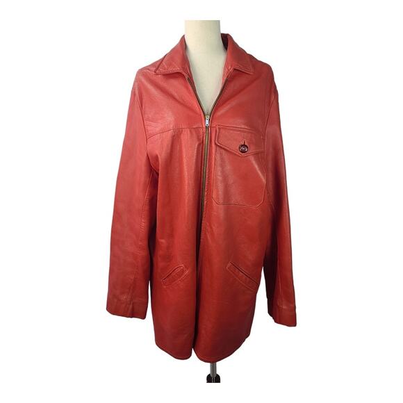 Heldt's Tanning South Dakota USA Vintage Red Leather USA Coat Jacket Medium - Picture 1 of 8